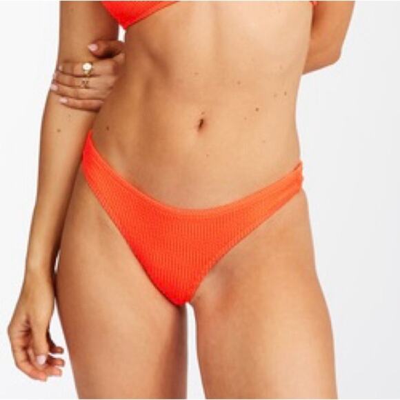 Billabong Summer High Isla Ribbed Bikini Bottoms in Orange Size Small NWT - Picture 1 of 11